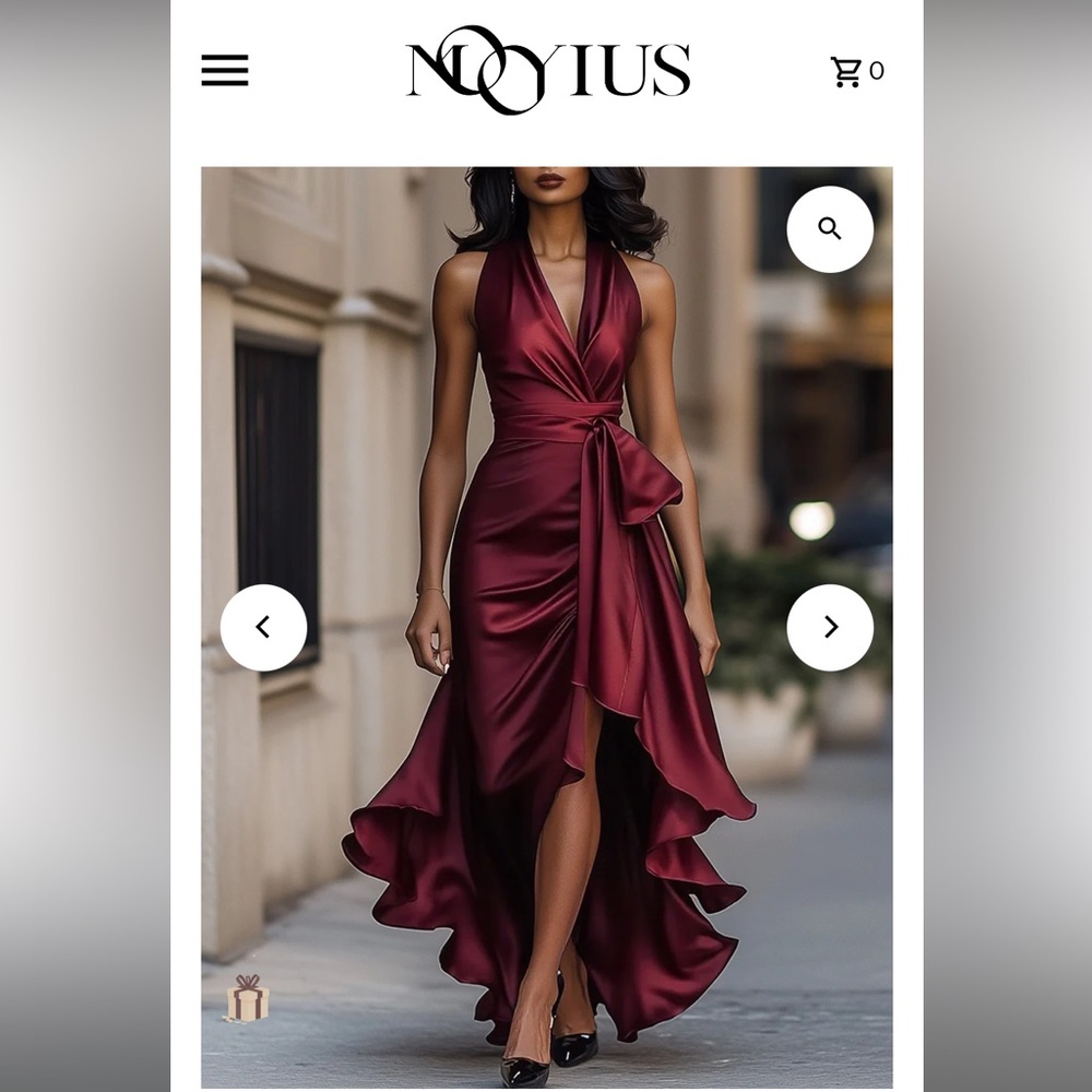 Elegant Burgundy Satin Evening Gown
